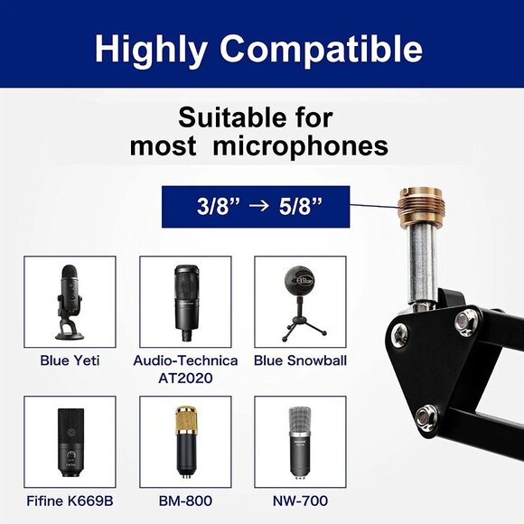 Microphone Arm,Adjustable Mic Arm Microphone Stand Boom Suspension Stand - Picture 4 of 6